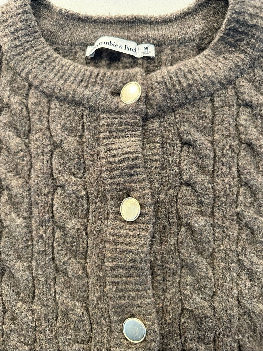 Abercrombie & Fitch Chocolate Brown Cable-Knit Button Cardigan - Picture 10 of 10